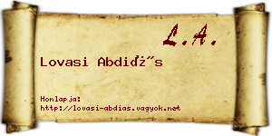 Lovasi Abdiás névjegykártya
